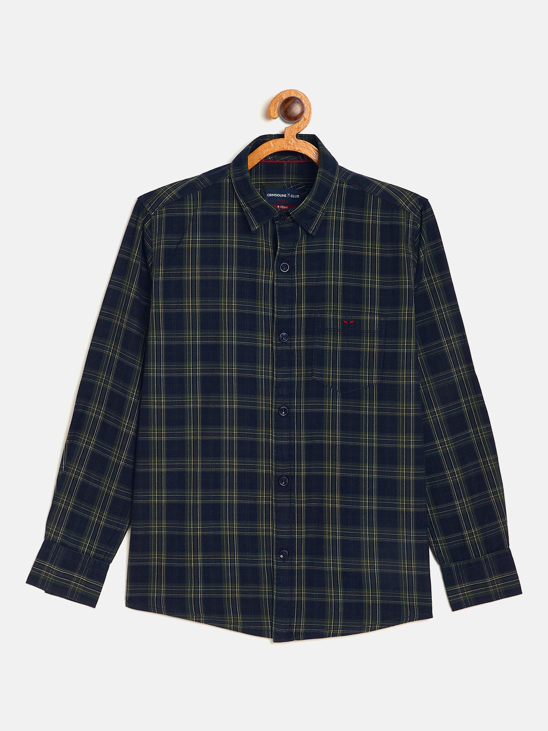 Navy Blue Checked Full Sleeves Shirt - Boys Shirts