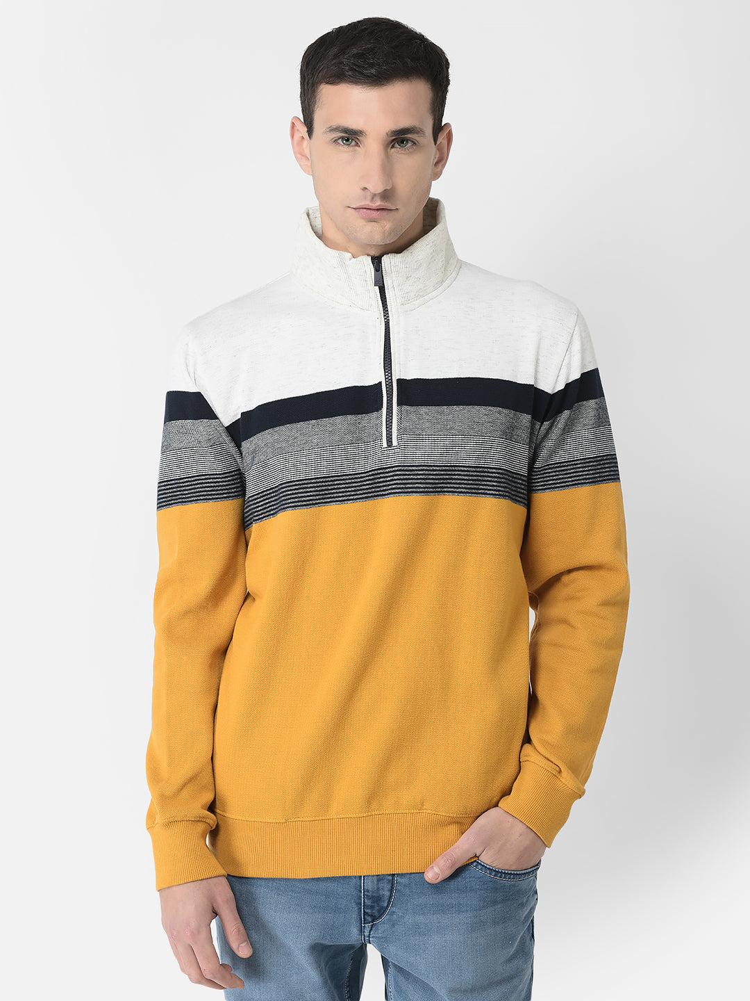  Mustard Colour-Blocked Sweatshirt