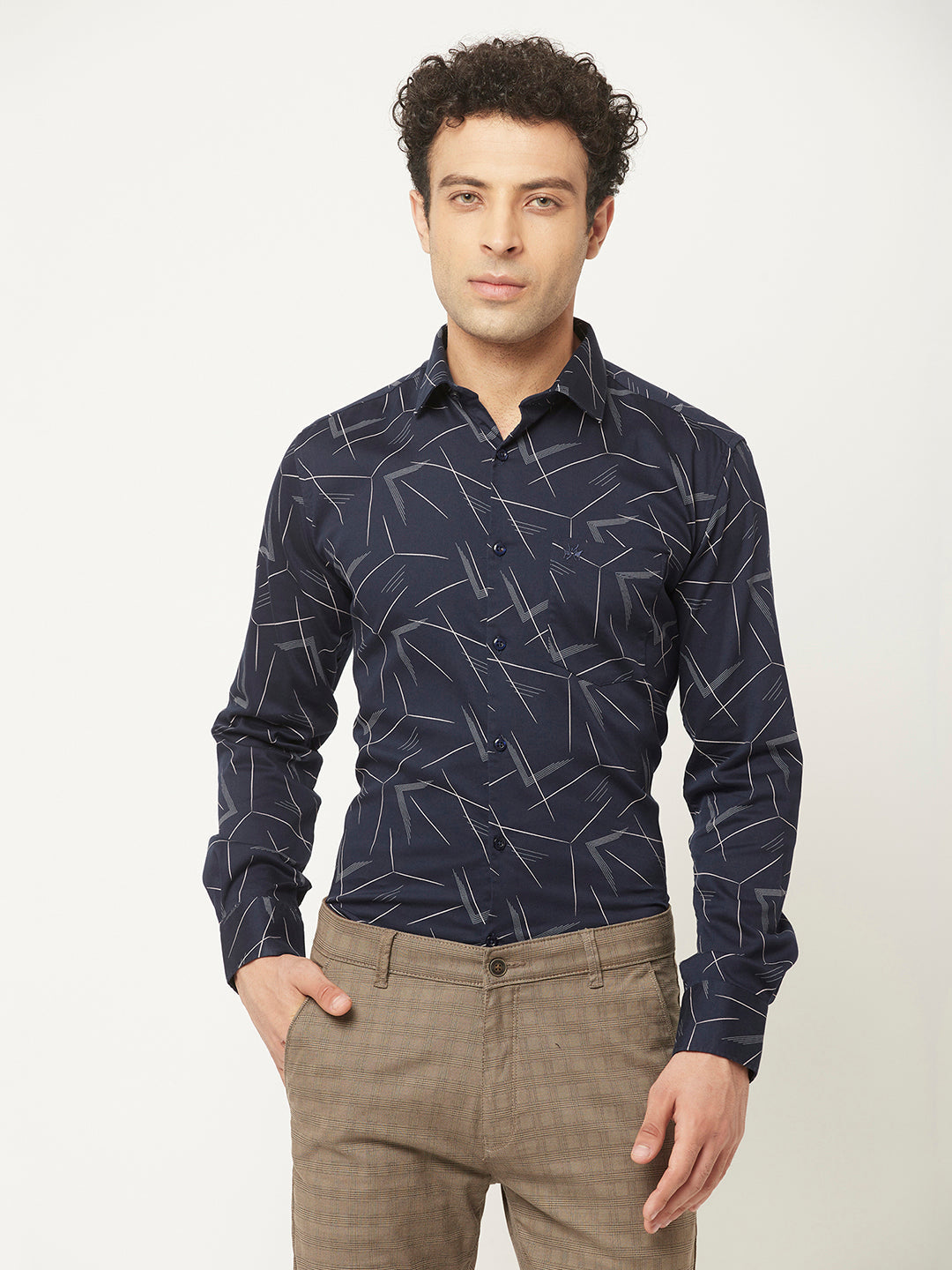   Navy Blue Abstract Print Shirt