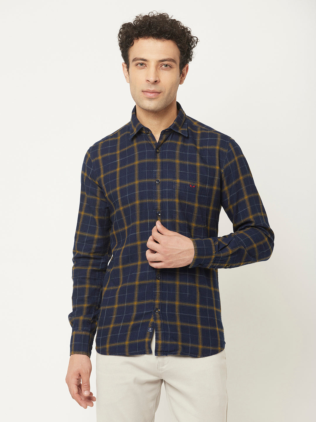 Navy Blue Checkered Shirt