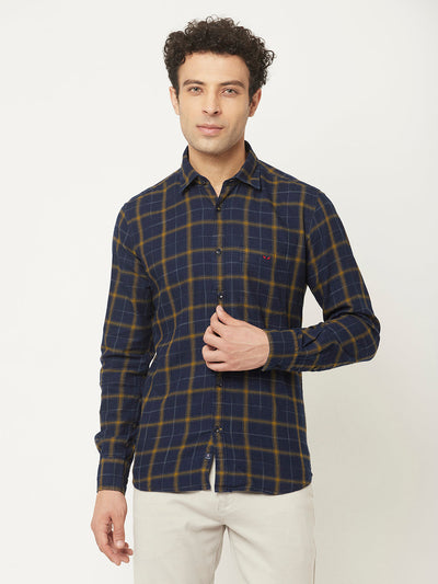 Navy Blue Checkered Shirt