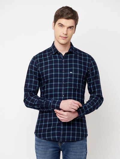 Blue Checked Casual Shirt - Men Shirts