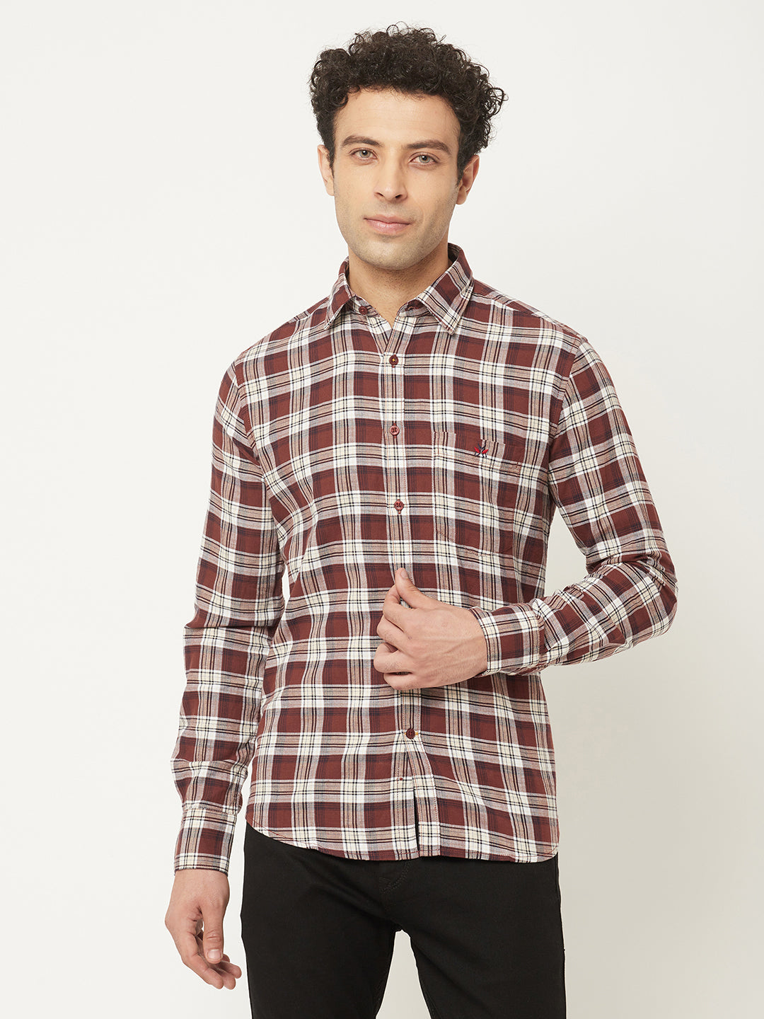   Brown Shirt in Tartan Checks
