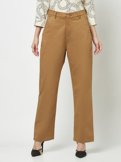 Dark Khaki Straight-Fit Trousers