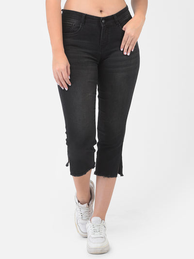 Black Denim Capri - Women Shorts