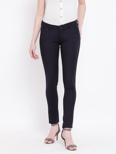 Black Slim Fit Trousers - Women Trousers