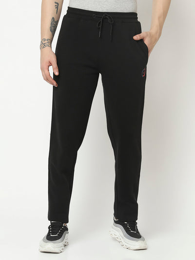  Black Track Pant with Contrast Logo Work