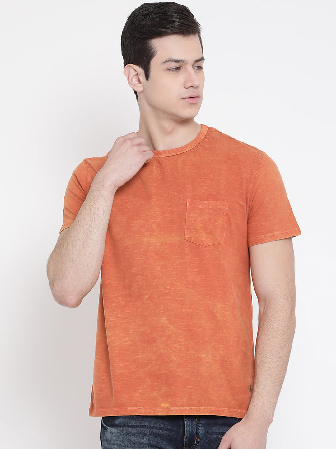 Orange Round Neck T-Shirt - Men T-Shirts