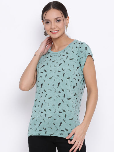 Green Printed T-Shirt - Women T-Shirts