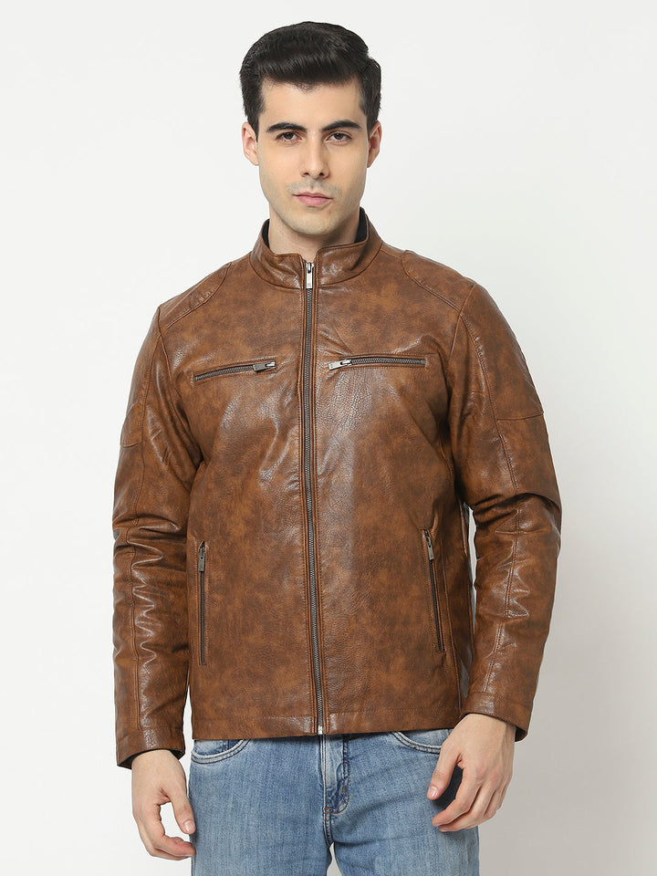  Brown Jacket in Tie and Dye Print