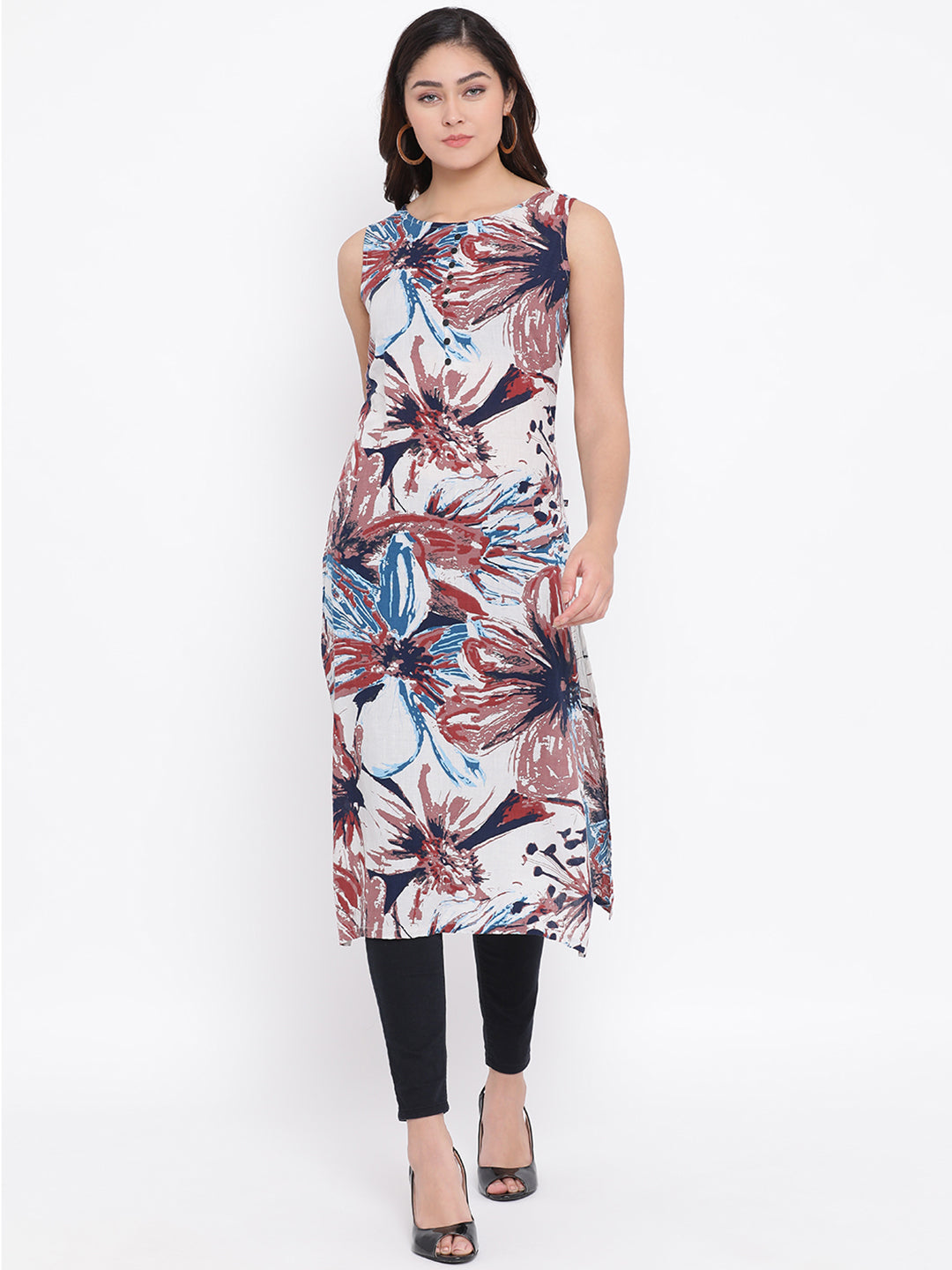 Sleeveless Printed Kurta - Women Kurtas