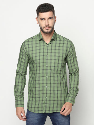Green Windowpane Checked Shirt-Men Shirts-Crimsoune Club