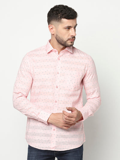 Pink Abstract Print Shirt-Men Shirts-Crimsoune Club