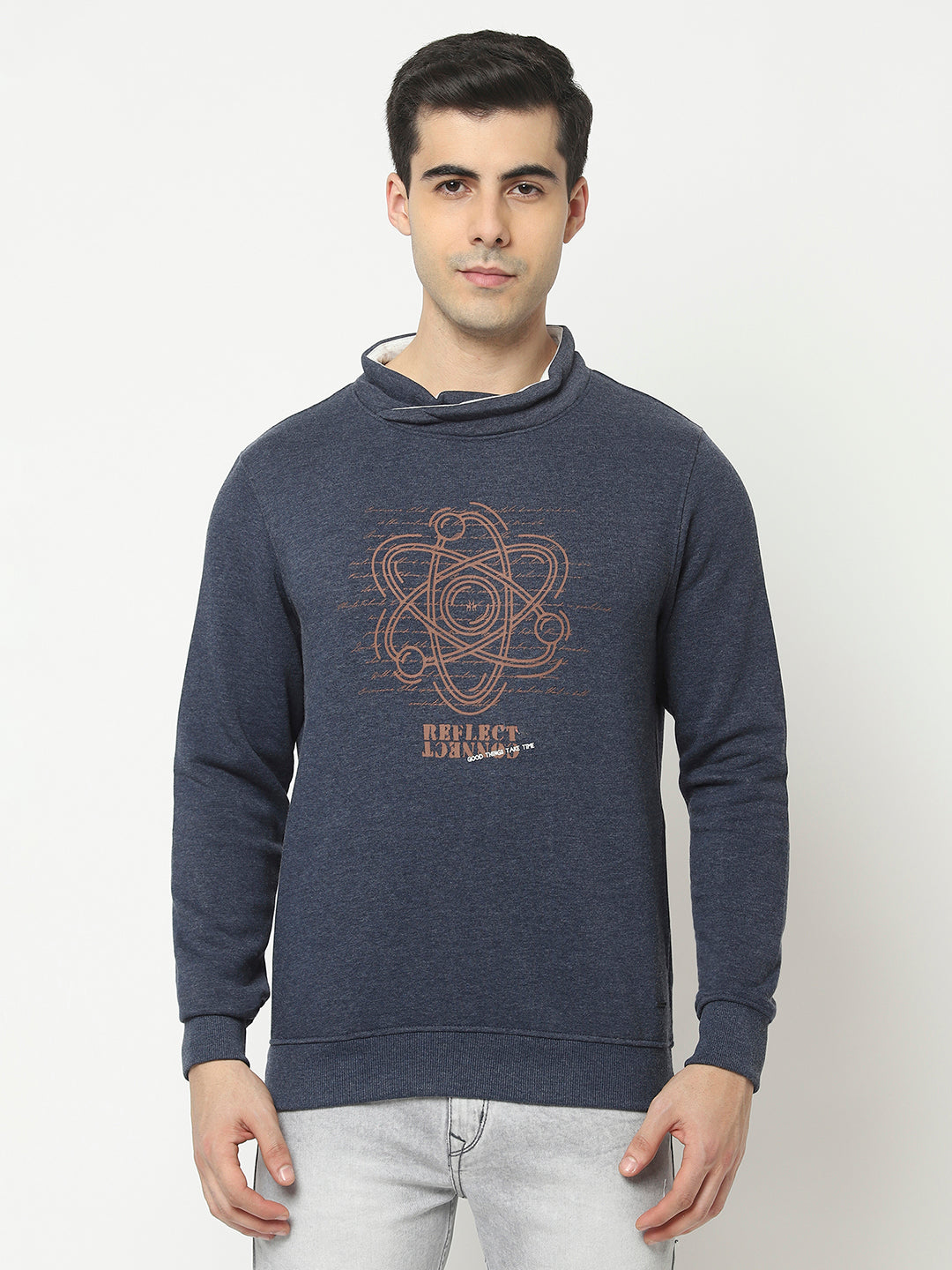  Navy Blue Sweatshirt in Graphic Print