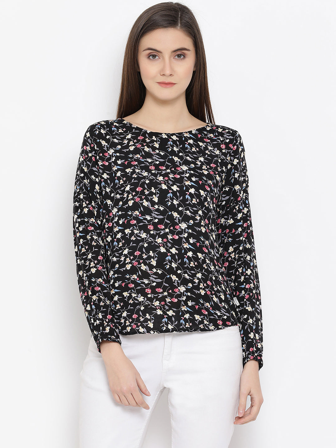 Black Floral Top - Women Tops