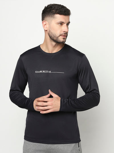 Black Long-Sleeved Athletic T-Shirt-Men T-Shirts-Crimsoune Club