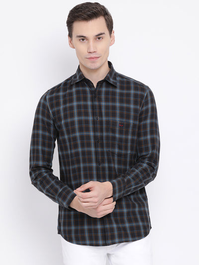 Black Checked Slim Fit Full Sleeves Shirt - Men Shirts