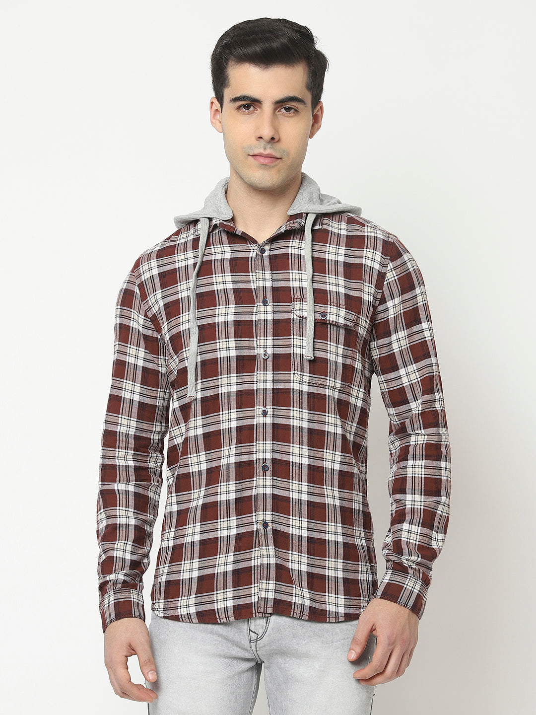  Hooded Shirt in Tartan Checks 