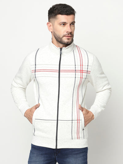 White Lined Zipper Sweatshirt-Men Sweatshirts-Crimsoune Club
