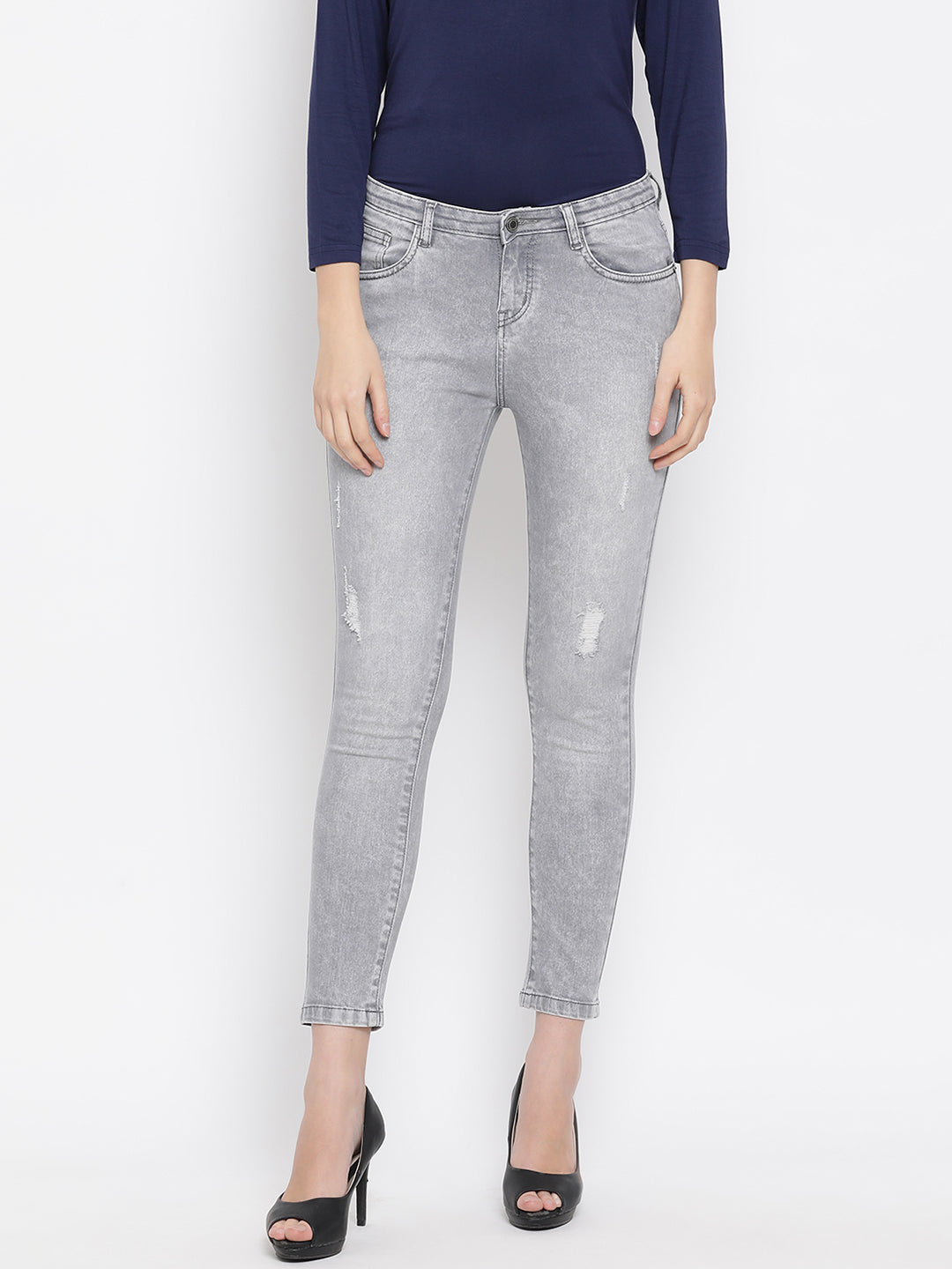 Grey Slim Fit Jeans - Women Jeans