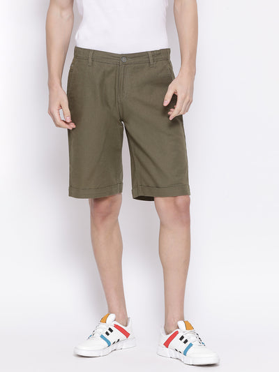Olive Slim Fit Shorts - Men Boxers