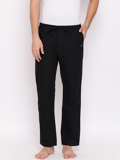 Black Straight Cotton Lounge Pants - Men Lounge Pants