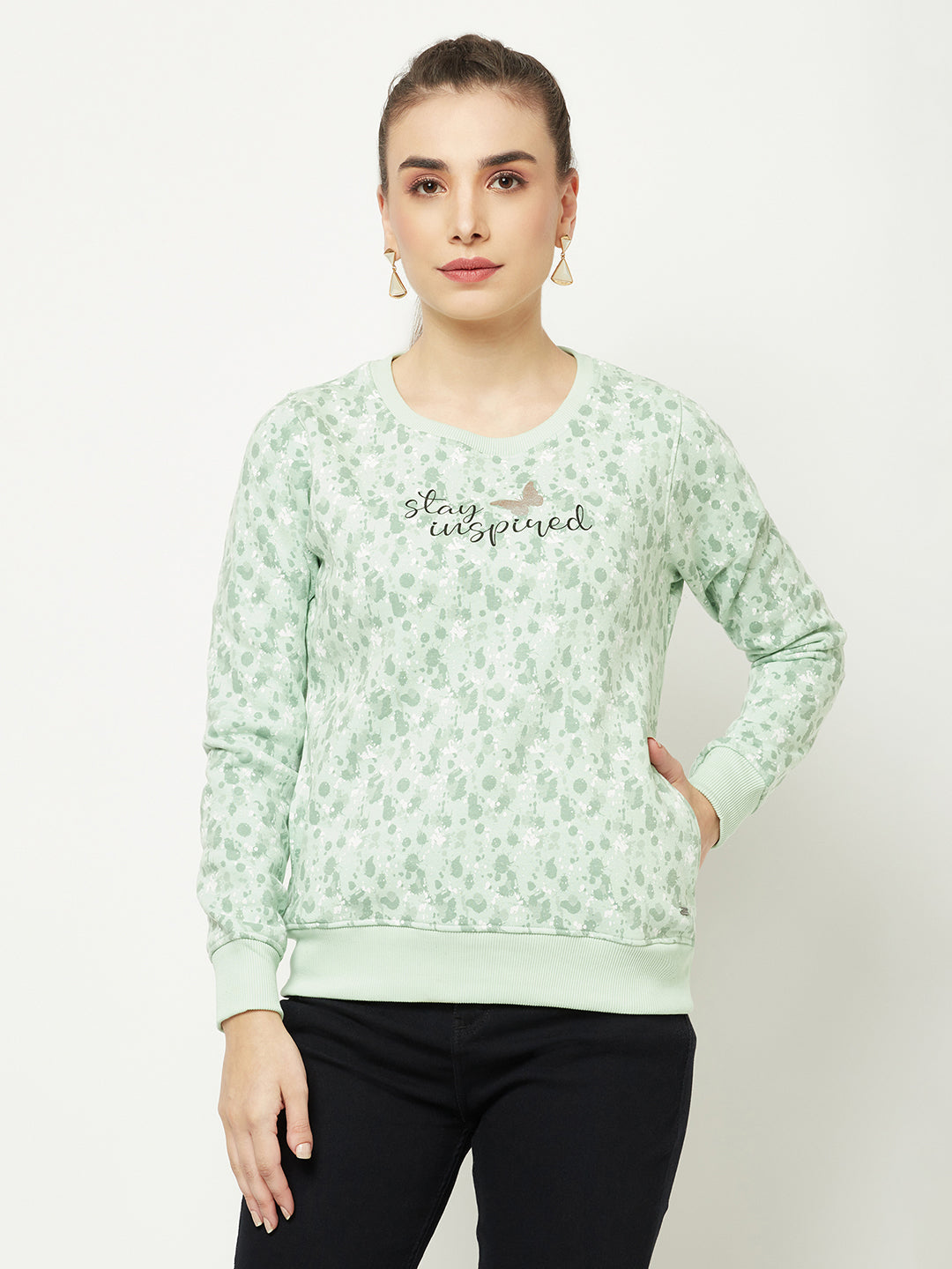  Mint Green Abstract Sweatshirt