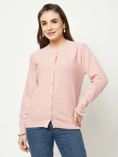  Pink Cable Knit Cardigan 
