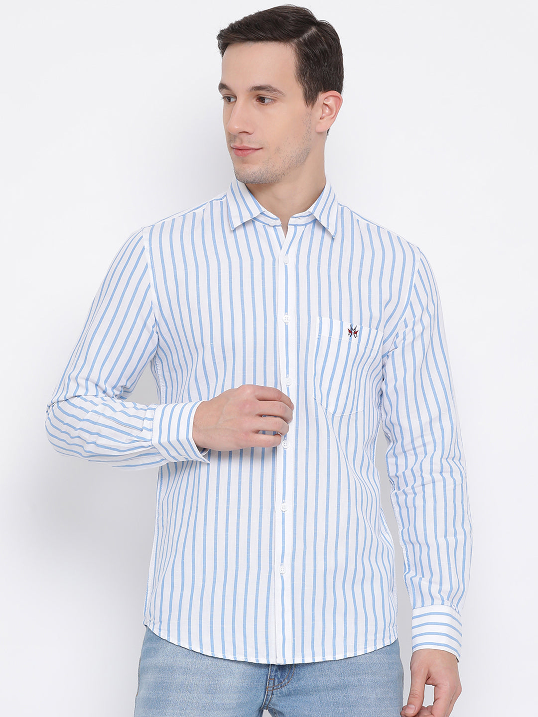 Blue Striped Button up Shirt - Men Shirts