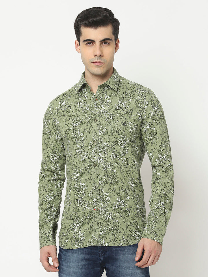 Green Shirt in Floral Print