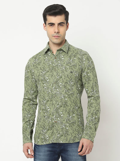  Green Shirt in Floral Print