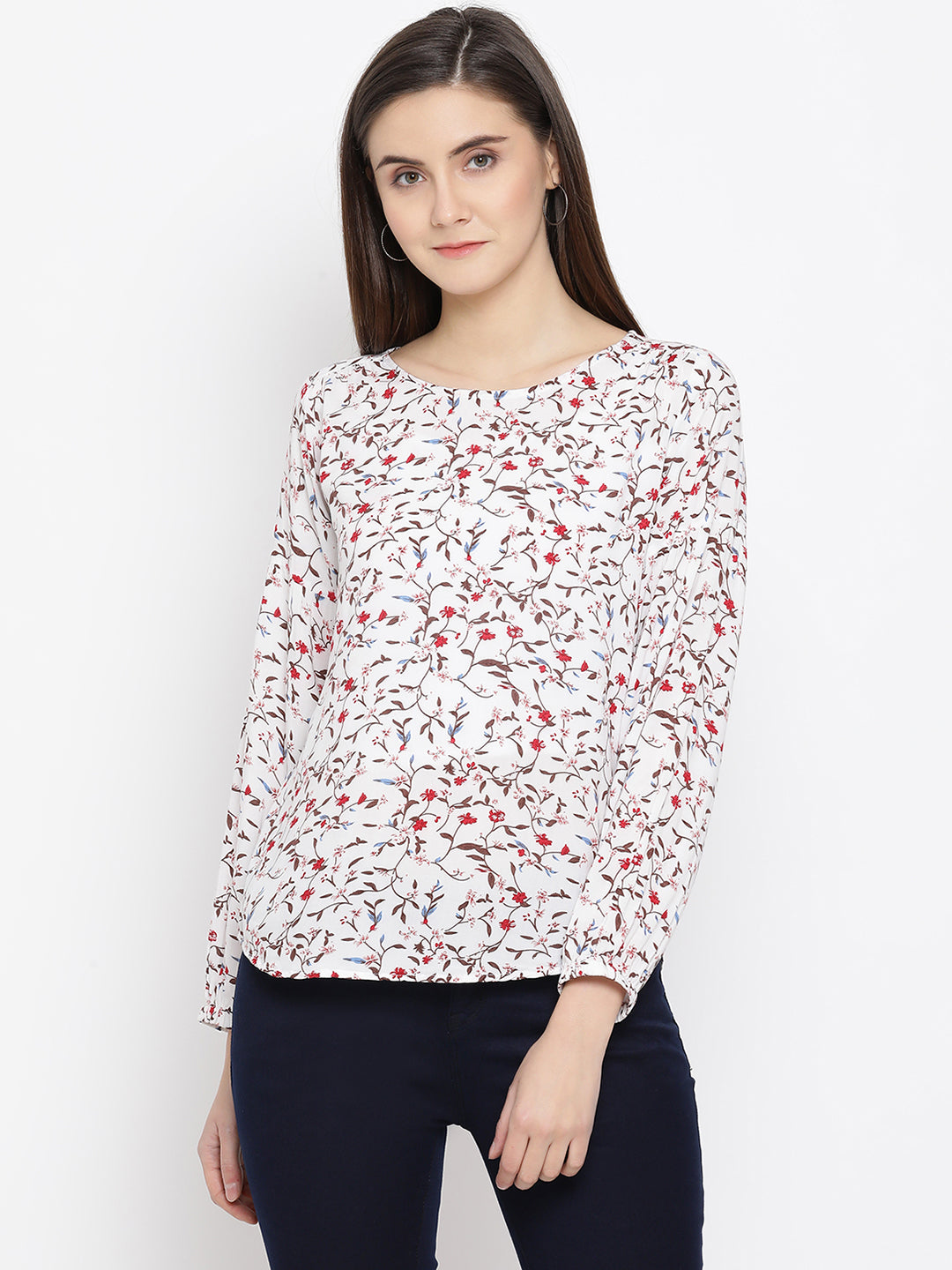 White Floral Top - Women Tops