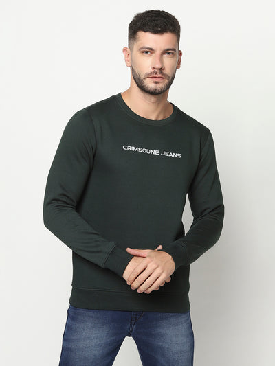 Dark Green Logo Block Sweatshirt-Men Sweatshirts-Crimsoune Club