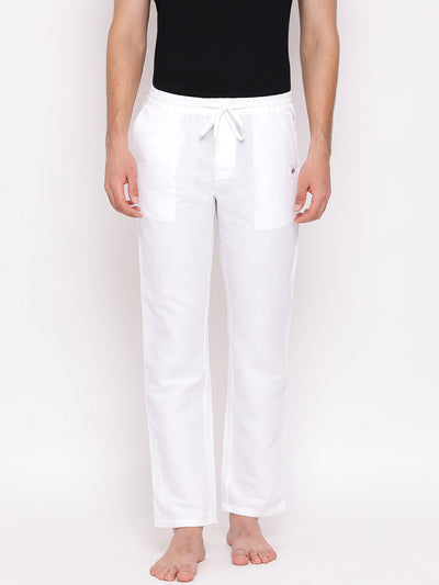 White Slim fit Cotton Lounge Pants - Men Lounge Pants
