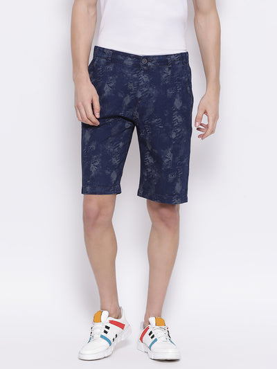 Navy Blue Printed shorts - Men Shorts