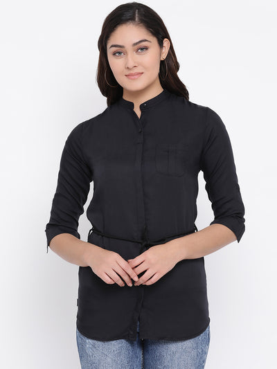 Clinched Waist Top - Women Shirts