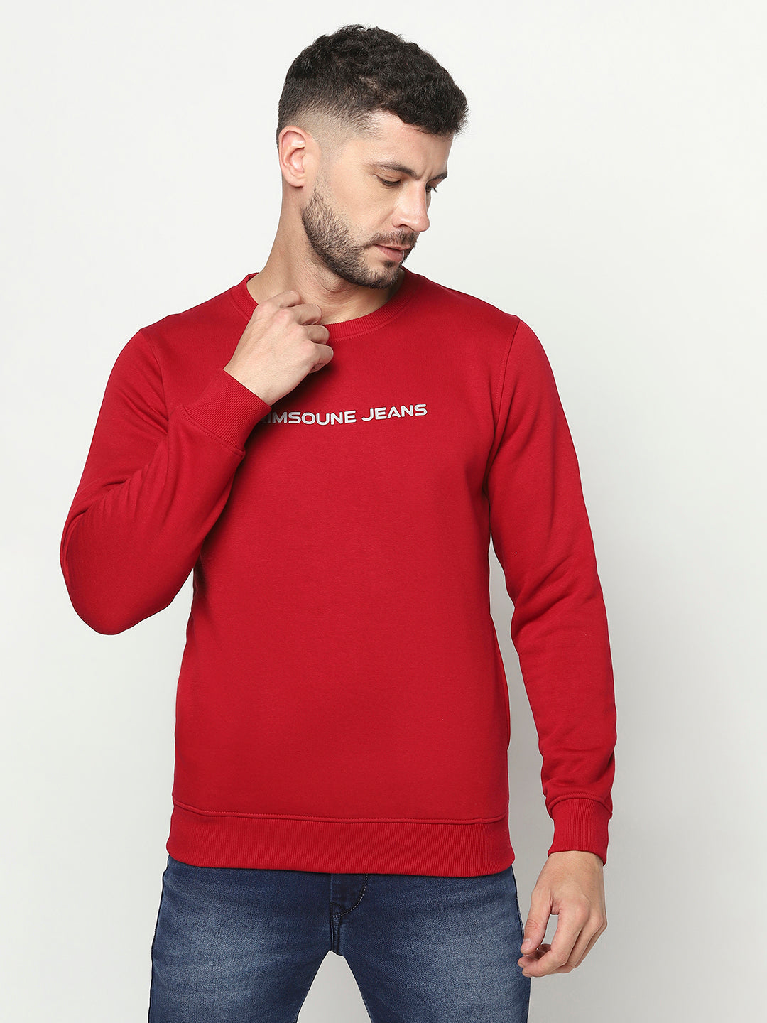 Red Logo Block Sweatshirt-Men Sweatshirts-Crimsoune Club