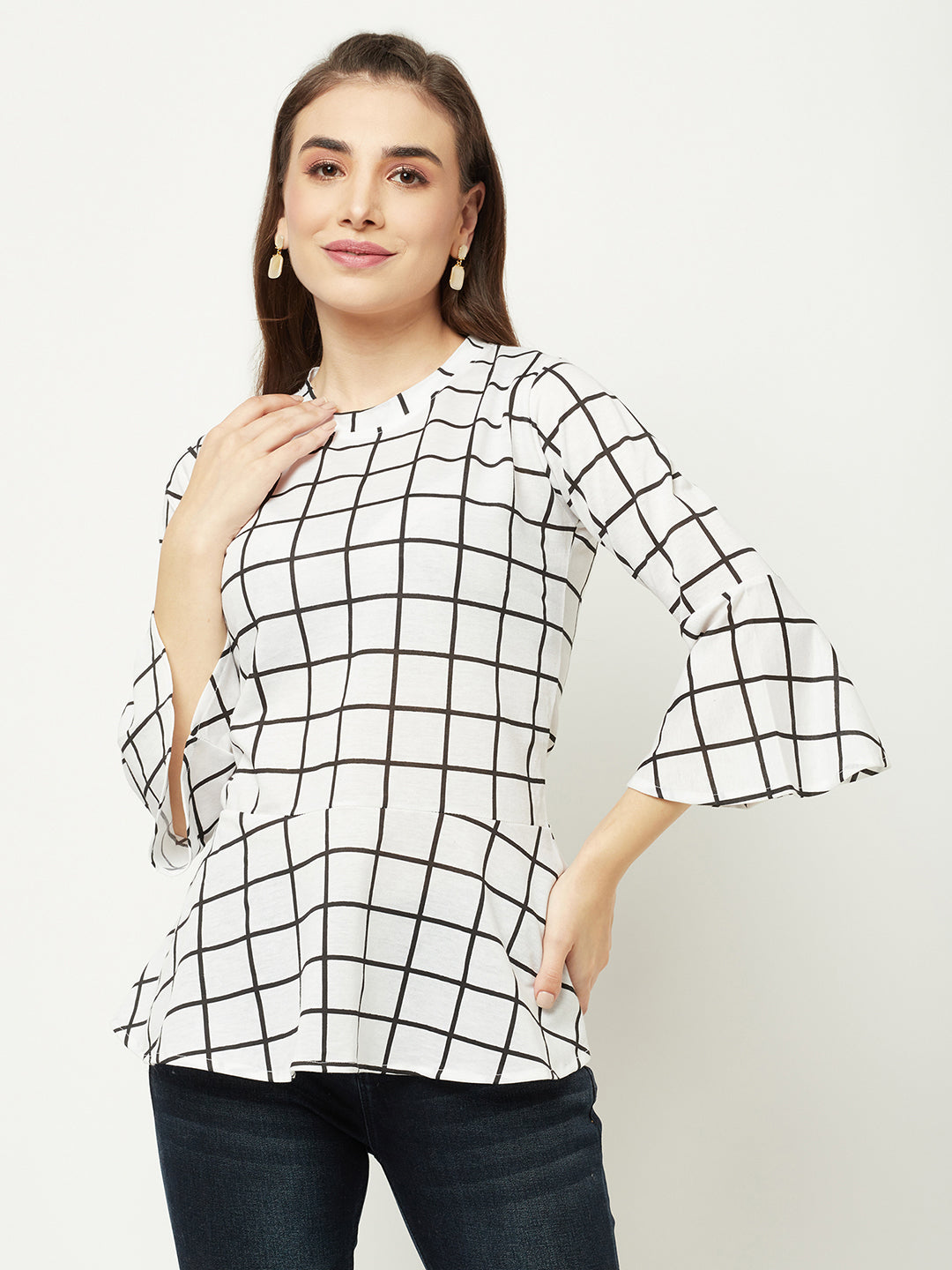  Graph Print Peplum Top