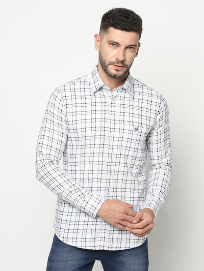 White Tartan Checked Shirt-Men Shirts-Crimsoune Club