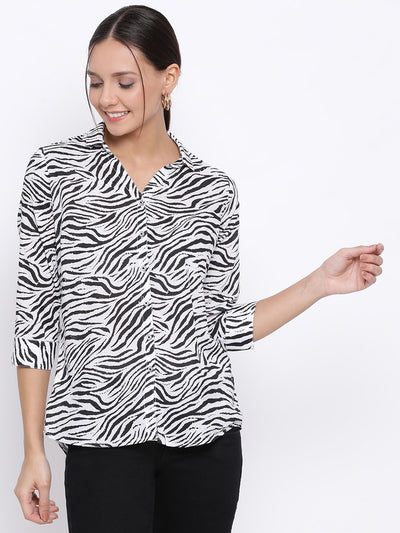 Black Printed Slim Fit shirt - Women Shirts