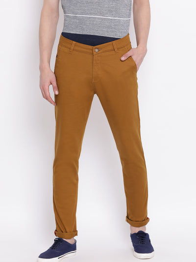 Brown Slim Fit Trousers - Men Trousers