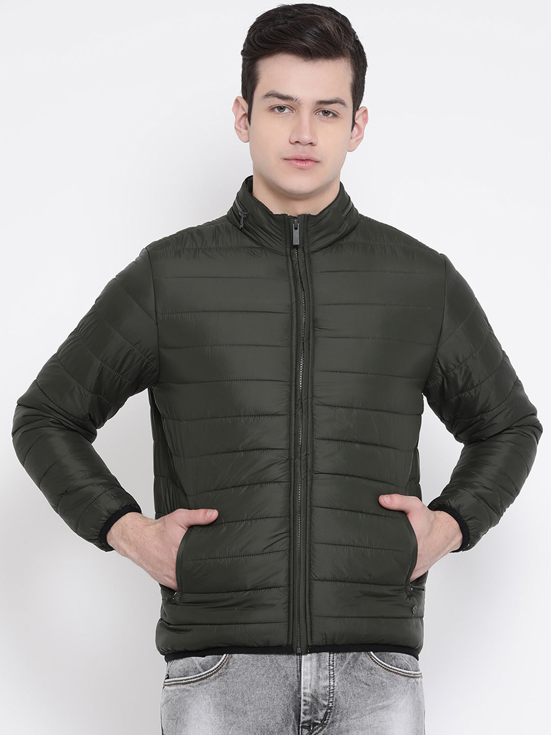 Green Solid Hooded Jackets-Mens Jacket-Crimsoune Club
