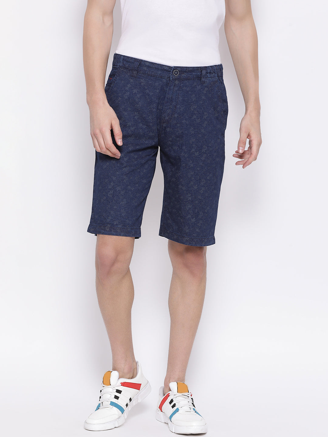 Navy Blue Printed shorts - Men Shorts