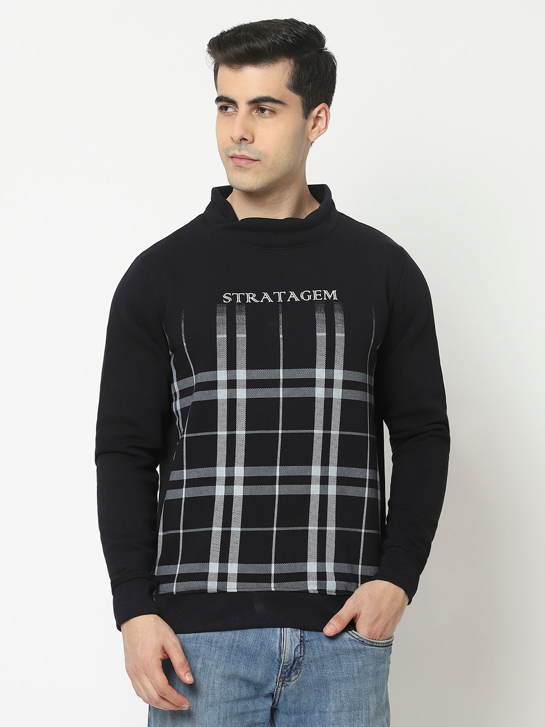  Black Sweatshirt in Checks