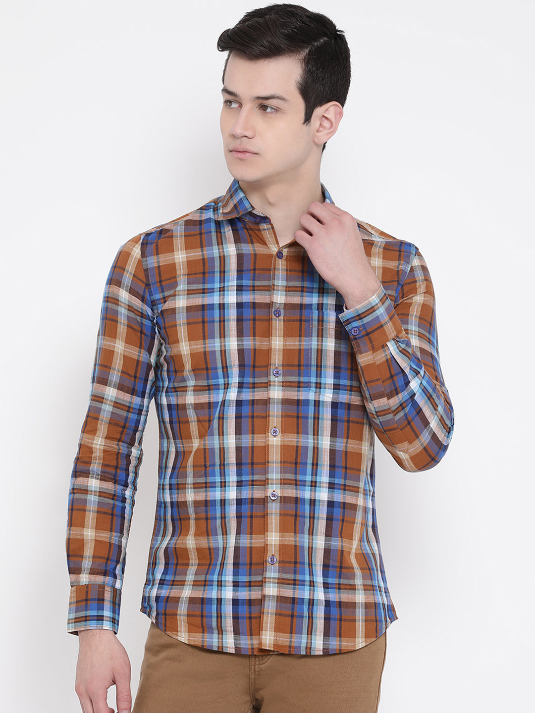 Checked Slim Fit Full Sleeves Shirt - Men Shirts