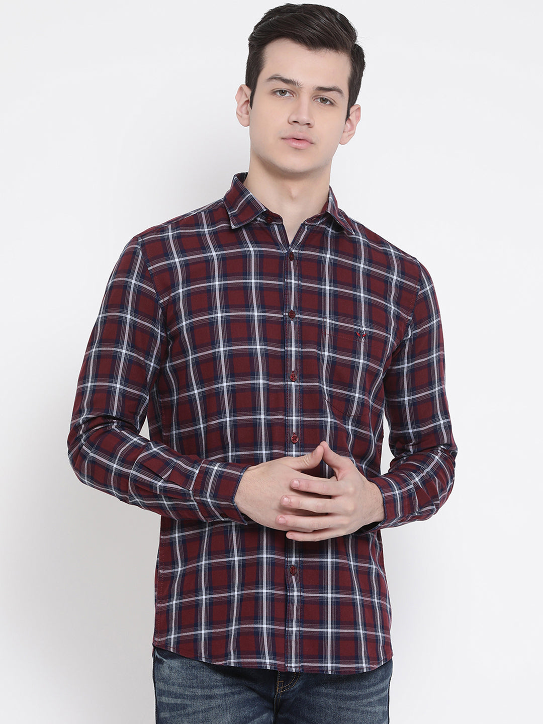 Red Checked Slim Fit shirt - Men Shirts