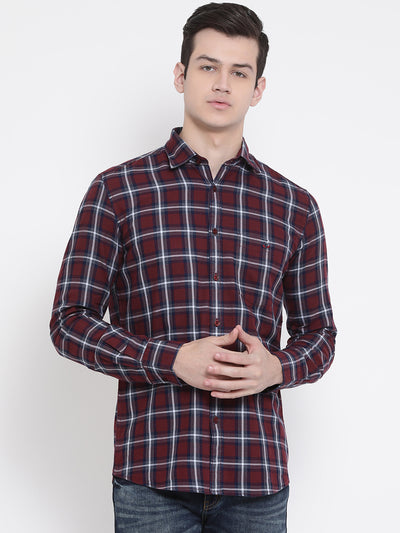 Red Checked Slim Fit shirt - Men Shirts