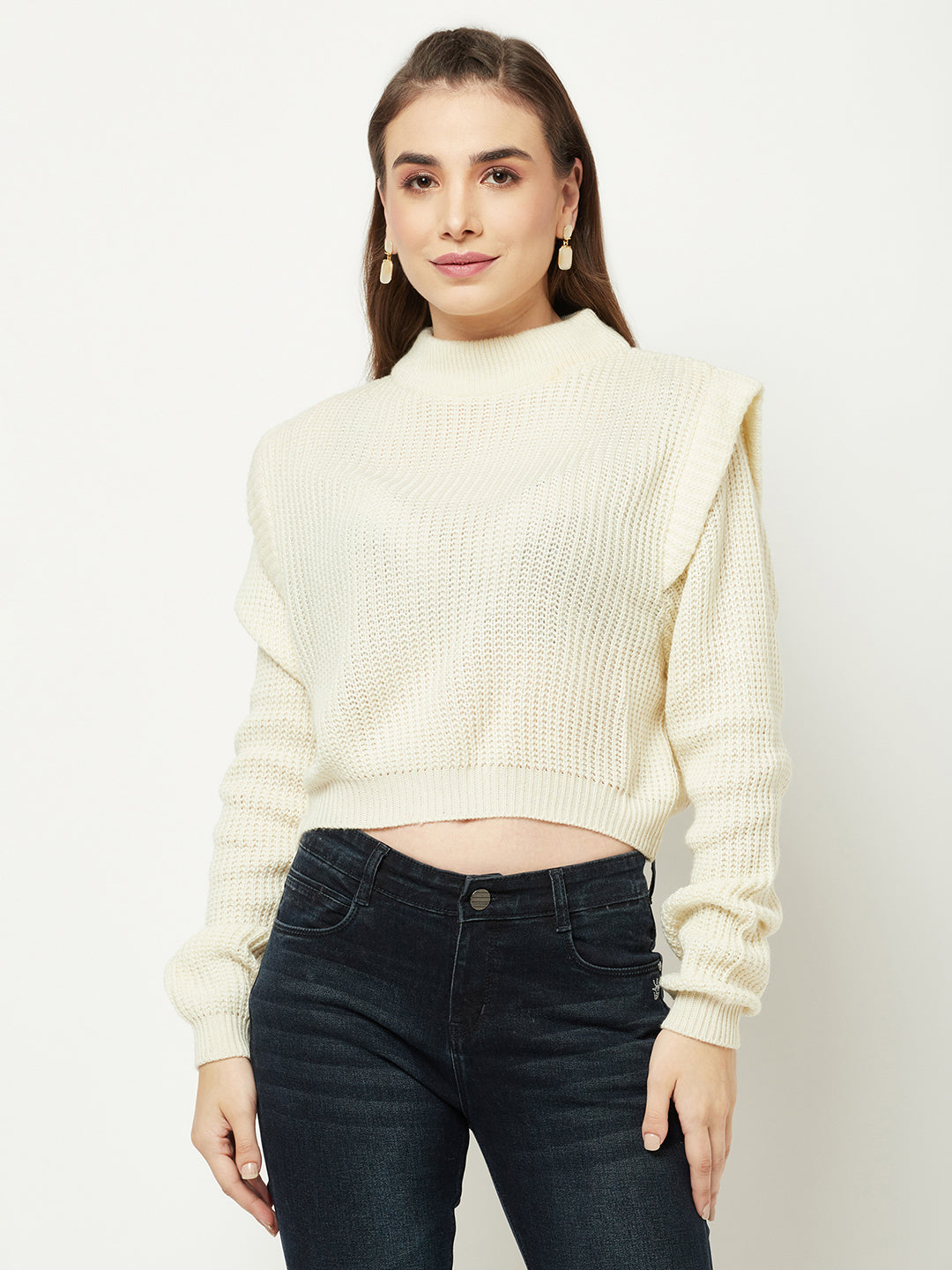  Cream Cropped Sweater