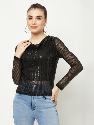  Black Sequenced Top