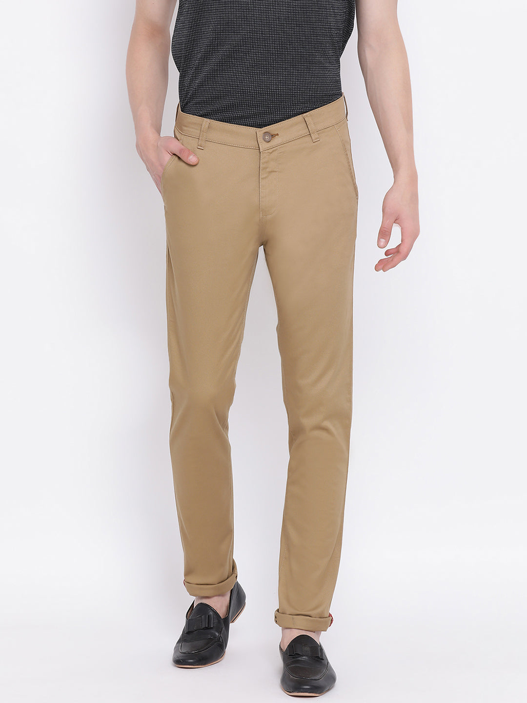 Brown Slim Fit Trousers - Men Trousers
